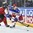 COLOGNE, GERMANY - MAY 20: Russia's Alexander Barabanov #21 stickhandles the puck while Canada's HAAN Calvin De #24 stick checks during semifinal round action at the 2017 IIHF Ice Hockey World Championship. (Photo by Matt Zambonin/HHOF-IIHF Images)

